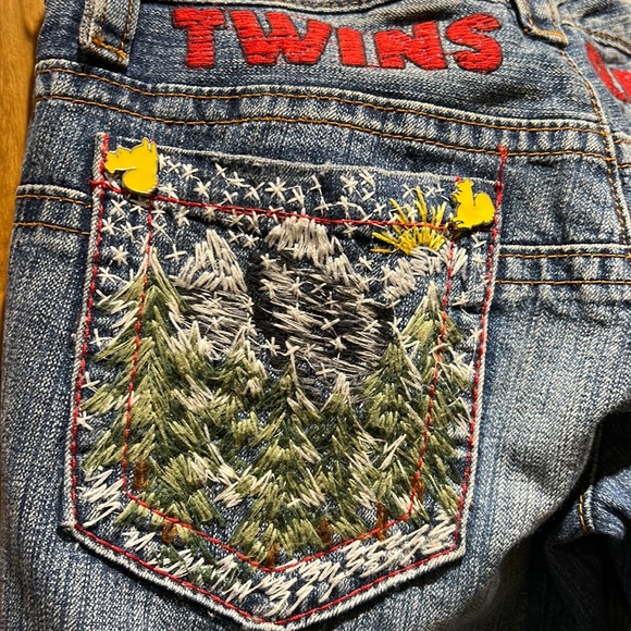 DSQUARED Jeans Rare Dsquared Distressed Embroidered Ultra Low Rise Bootcut Denim Jeans It44